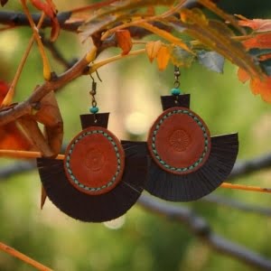 Handmade Leather Earrings 'MORENA' 2