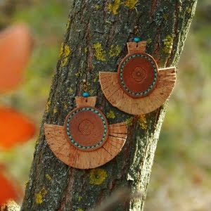 Handmade Leather Earrings 'MORENA' (cork & leather) 9