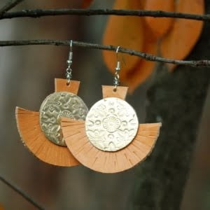 Handmade Leather Earrings 'MORENA' 7