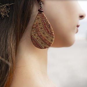 Handmade Leather Earrings 'TOSCA' (woven fabric and leather) 10