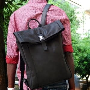 Leather Bag TRISTAN in special laptop backpack version 5