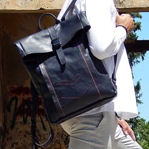 Leather Bag TRISTAN in special laptop backpack version 1