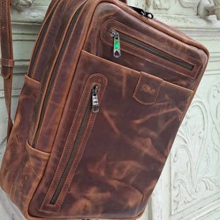 Leather Bag DOS - ZIP in special laptop backpack version 3